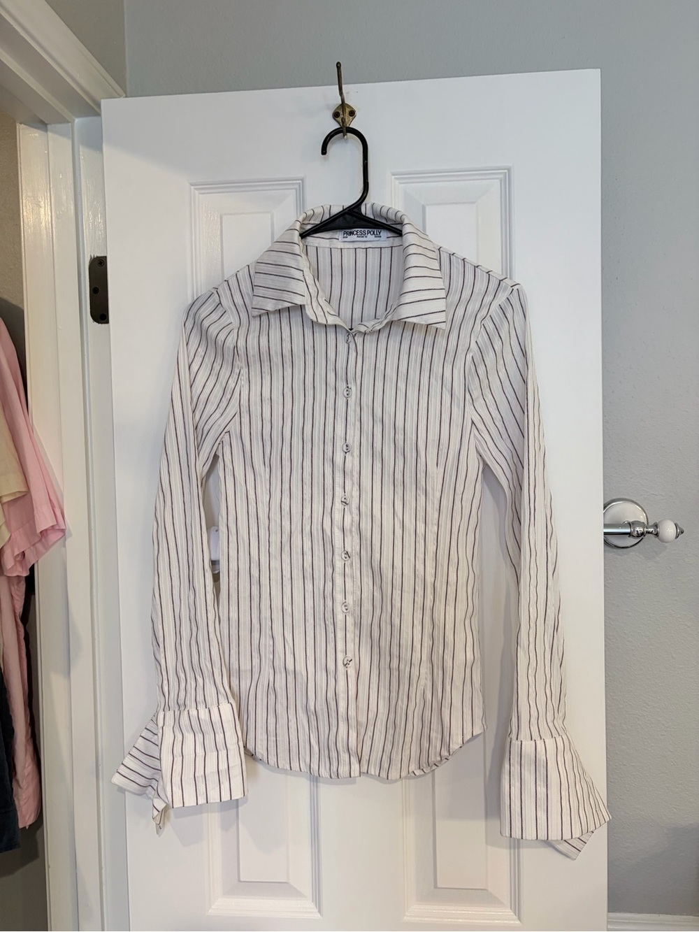 Princess Polly Pinstripe Button Front Shirt US 8